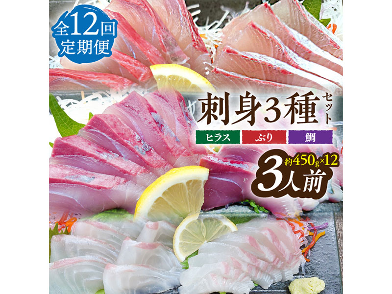 【全12回定期便 】平戸市 鮮魚 3人前 詰め合わせ 計約5.4kg （450g/回）【百旬館】