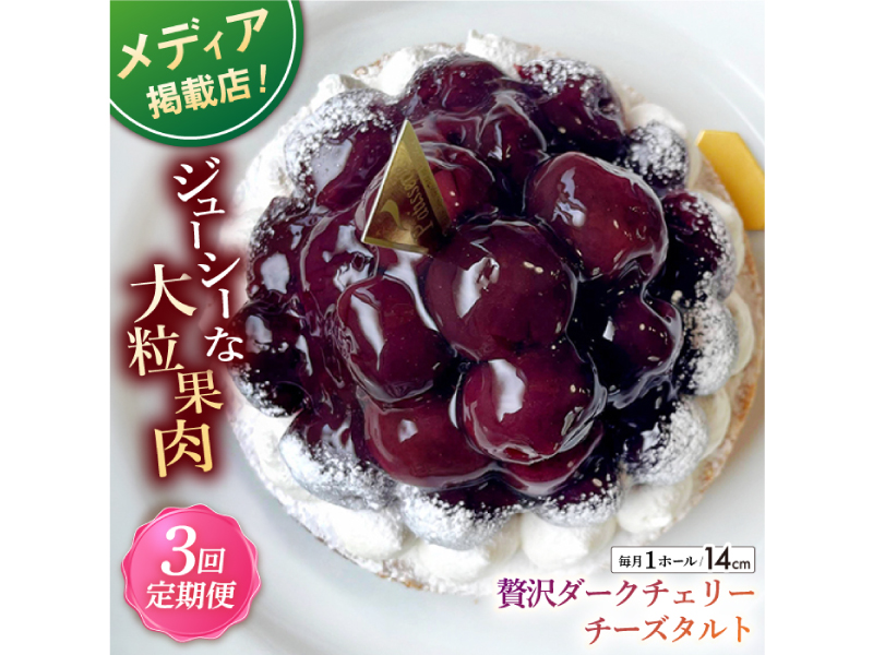 【全3回定期便】贅沢ダークチェリータルト(14cm)【心優 −Cotoyu Sweets−】